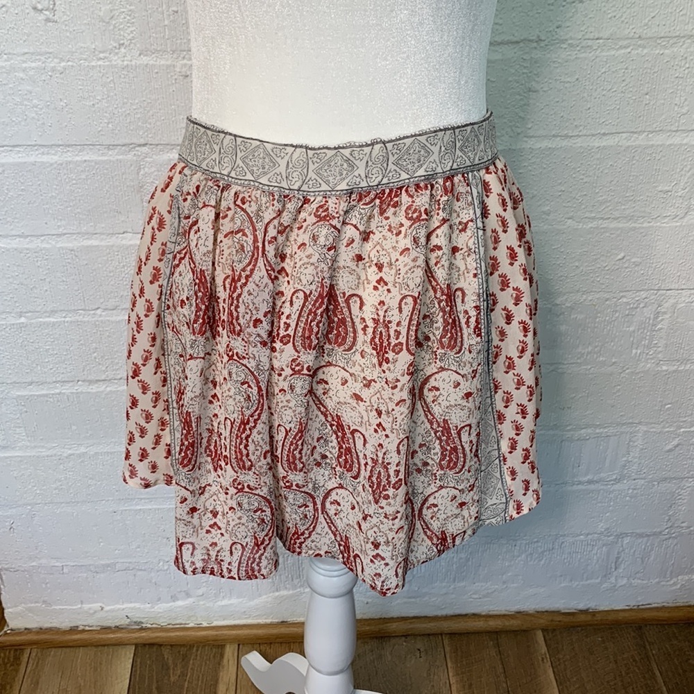 Ulla Johnson Silk Lined Paisley Pull On Mini Skirt Small